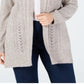 Karen Scott Cardigan Pointelle Aberto Frente Feminino Bege Tamanho 4X