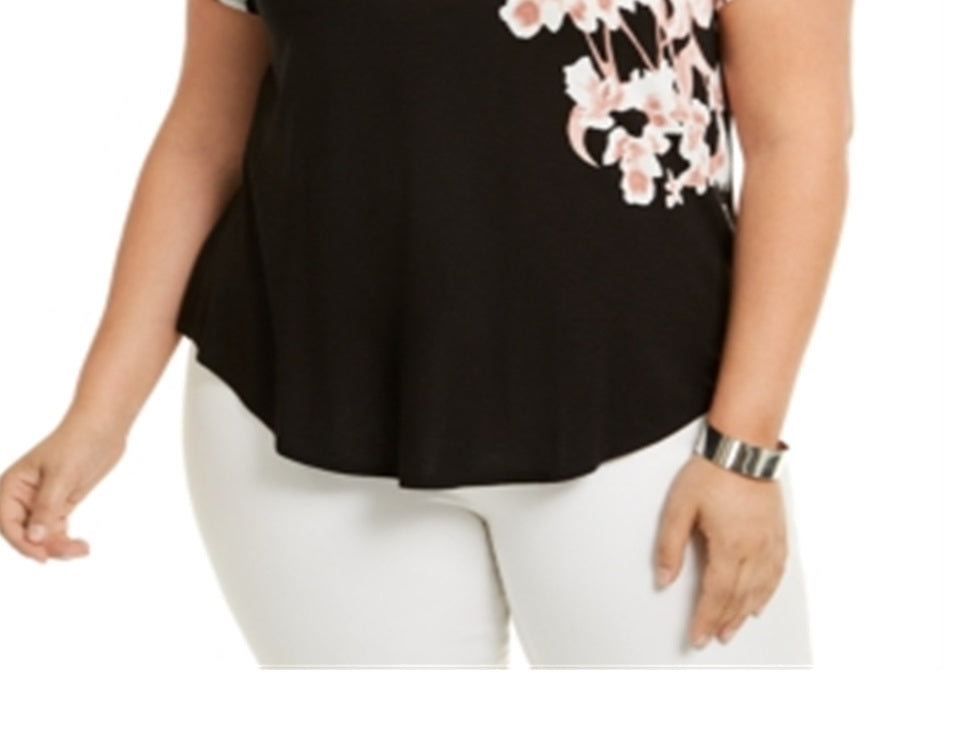 Camiseta feminina estampada Alfani preta tamanho 1X