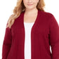 Karen Scott Cardigan Feminino de Tricô com Frente Aberta Vermelho Tamanho 0X