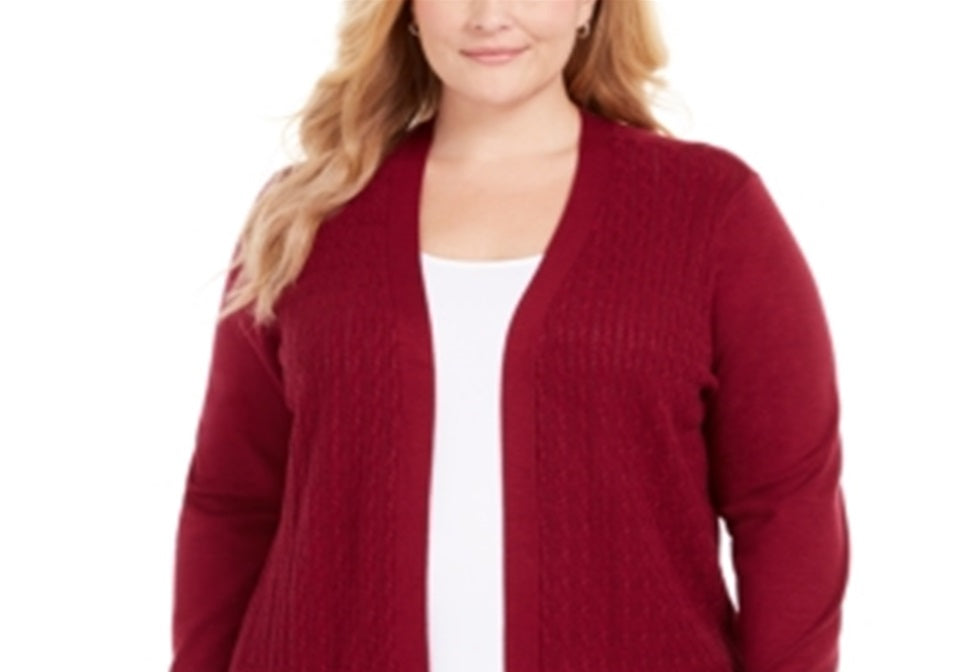 Karen Scott Cardigan Feminino de Tricô com Frente Aberta Vermelho Tamanho 0X