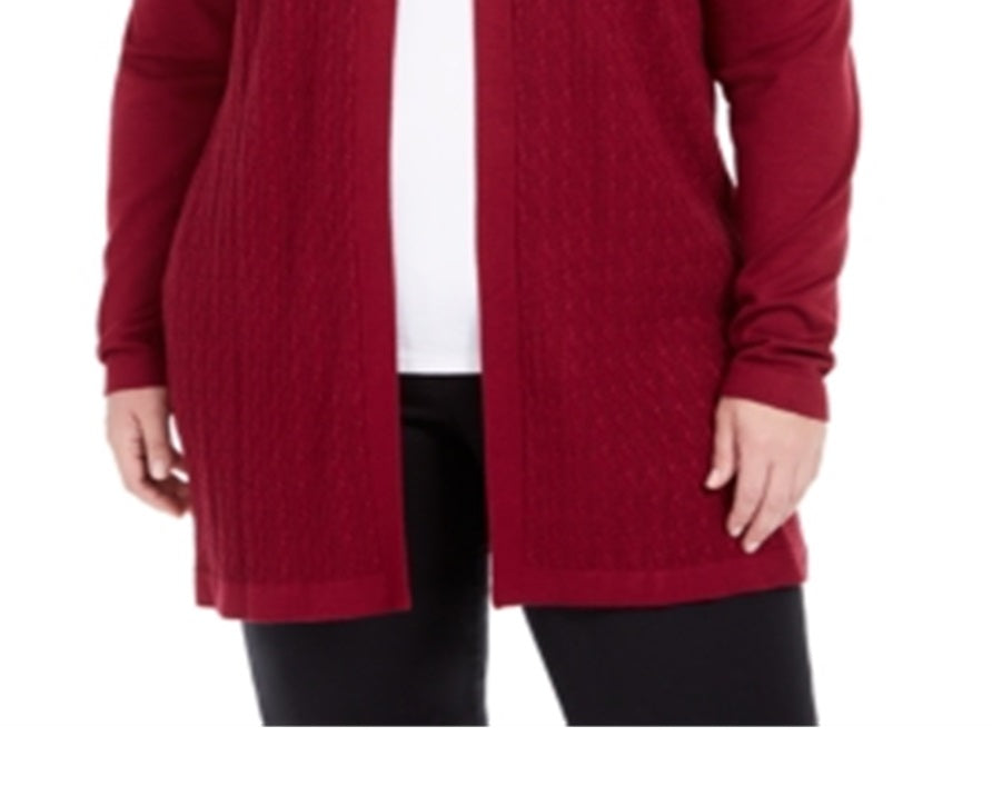 Karen Scott Cardigan Feminino de Tricô com Frente Aberta Vermelho Tamanho 0X