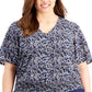 Blusa feminina Michael Kors com decote em V floral, azul, tamanho 1X