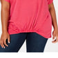 Top feminino NY Collection com decote em V e abertura nas costas, rosa, tamanho 3X