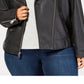 Jaqueta de motociclista feminina Levi's de couro sintético com acabamento em lã, preta, tamanho 1X