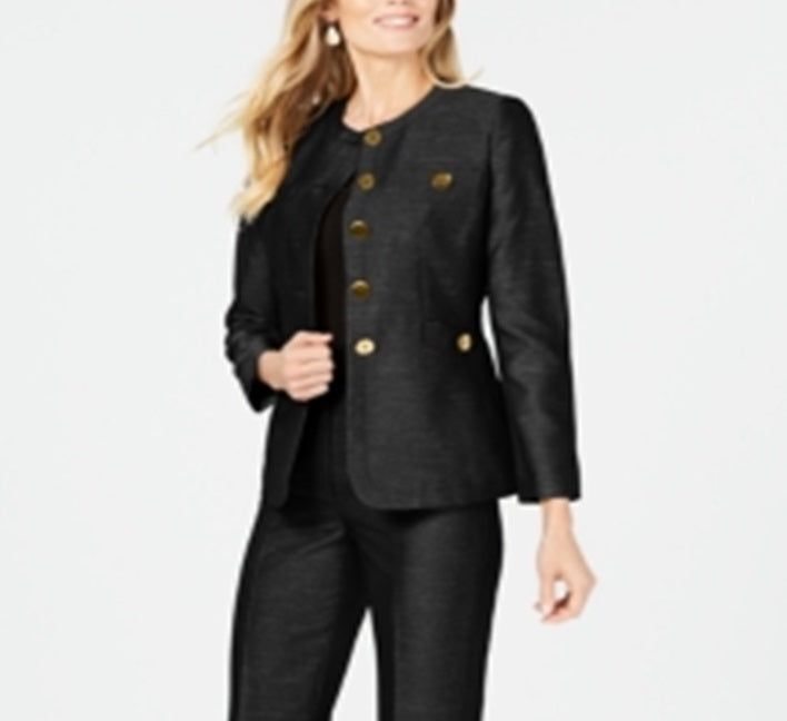Le Suit Feminino Detalhe de Botão Pantsuit Preto Tamanho 18