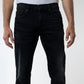 Calça jeans masculina Lazer Denim cintura média perna reta preta tamanho 36x30