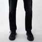 Calça jeans masculina Lazer Denim cintura média perna reta preta tamanho 36x30