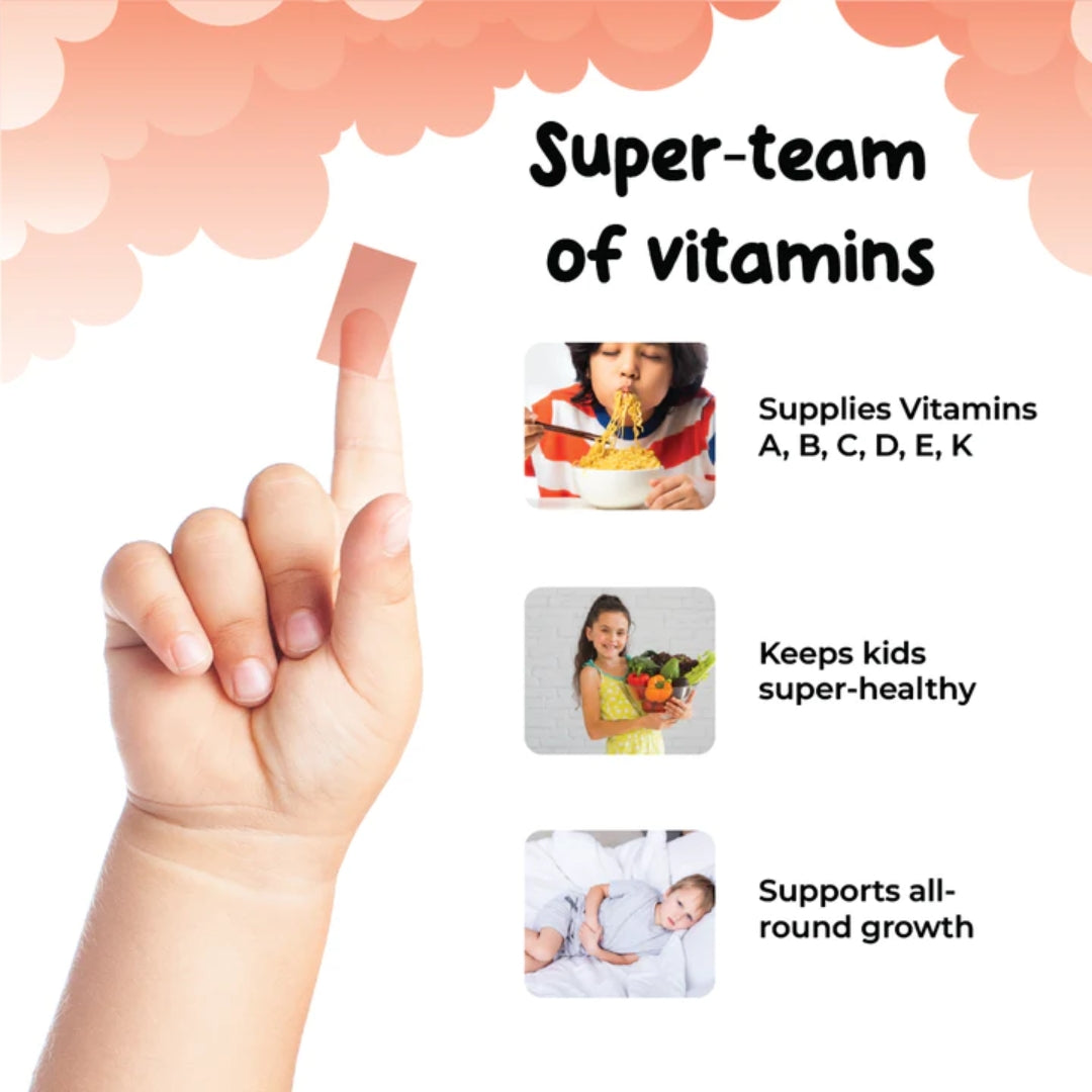 Soul Strips Kids Super Vita-Mini Vegano Sem Açúcar Sabor Framboesa 30 Tiras