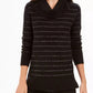 Suéter feminino estilo &amp; co lurex gola alta preto tamanho extra grande
