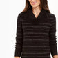 Suéter feminino estilo &amp; co lurex gola alta preto tamanho extra grande