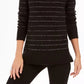Suéter feminino estilo &amp; co lurex gola alta preto tamanho extra grande