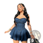 Sweetheart Neckline Denim Corset Mini Dress