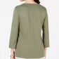 Karen Scott Top feminino de algodão com strass, tamanho pequeno, verde