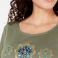 Karen Scott Top feminino de algodão com strass, tamanho pequeno, verde