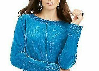 Suéter feminino Petite Chenille da Style &amp; Co, azul, tamanho pequeno