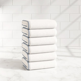 Cotton Border-Stitched 6-Piece Towel Set - Valery Collection