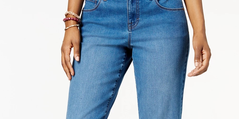 Jeans Capri Curvy Fit Feminino Estilo &amp; Co Petite Preto Tamanho 1