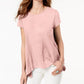 Camiseta feminina estilo &amp; co com bainha de lenço rosa tamanho extrapequeno