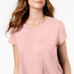 Camiseta feminina estilo &amp; co com bainha de lenço rosa tamanho extrapequeno