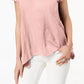 Camiseta feminina estilo &amp; co com bainha de lenço rosa tamanho extrapequeno