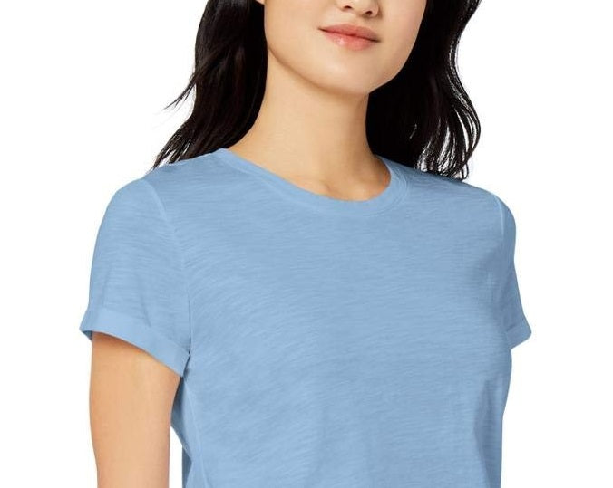 Camiseta feminina Maison Jules High-Low, azul, tamanho X-S