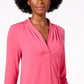 Blusa feminina Charter Club manga 3/4 rosa escuro tamanho médio