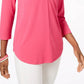 Blusa feminina Charter Club manga 3/4 rosa escuro tamanho médio