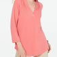 Blusa feminina Charter Club manga 3/4 rosa escuro tamanho extragrande