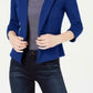 Blazer de malha feminino Maison Jules com manga 3/4, azul marinho, tamanho pequeno