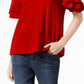 Blusa feminina pequena com mangas franzidas INC International Concepts, vermelha escura, tamanho médio