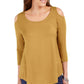 JM Collection Top feminino com ombros descobertos, dourado, tamanho extrapequeno