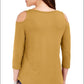 JM Collection Top feminino com ombros descobertos, dourado, tamanho extrapequeno