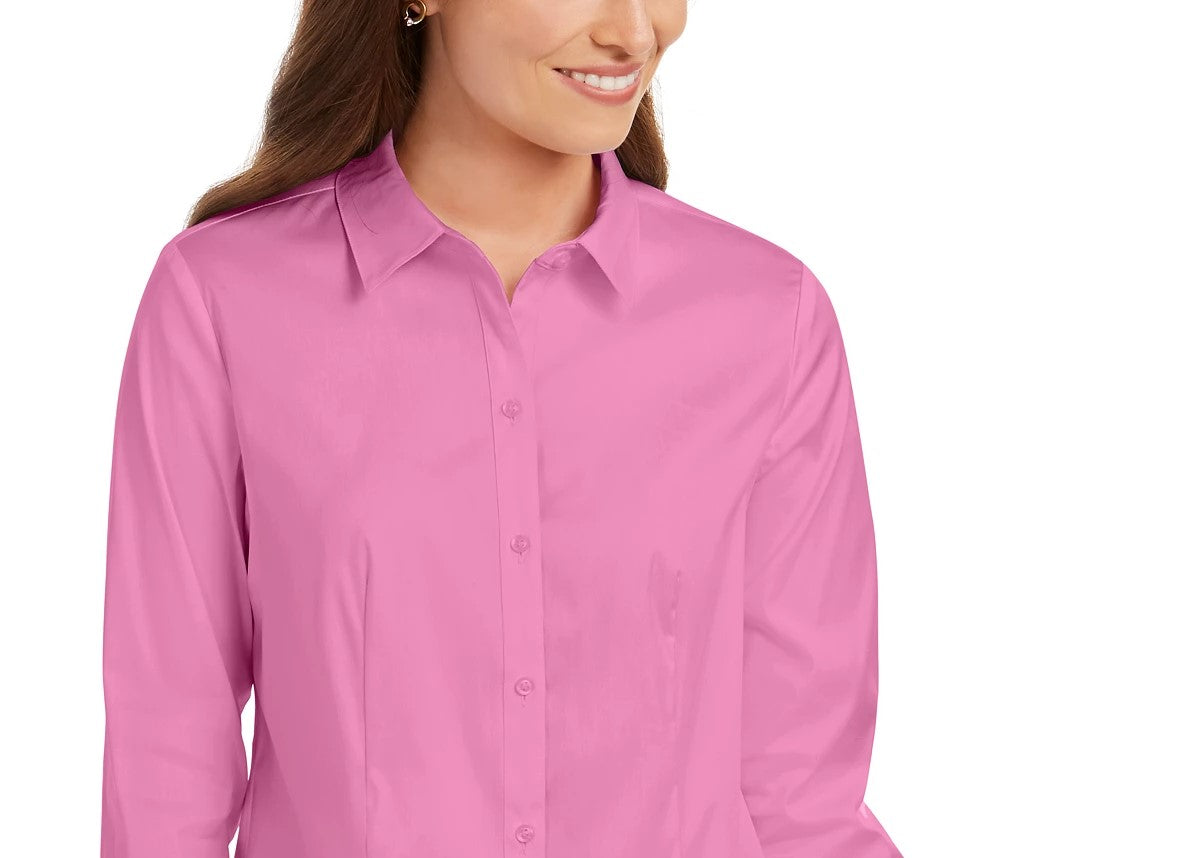 Camisa feminina pequena com botões Charter Club, rosa, tamanho 0