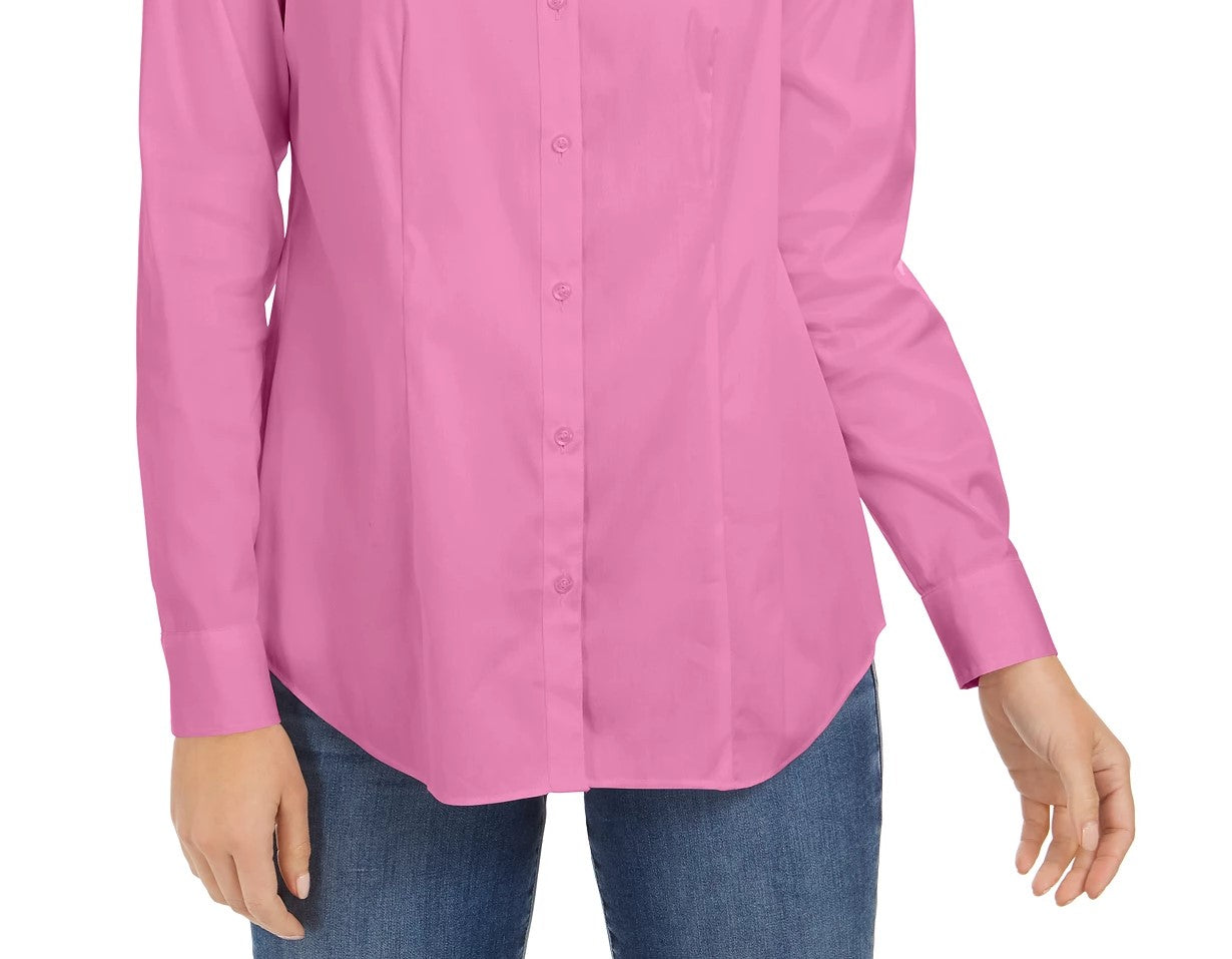Camisa feminina pequena com botões Charter Club, rosa, tamanho 0