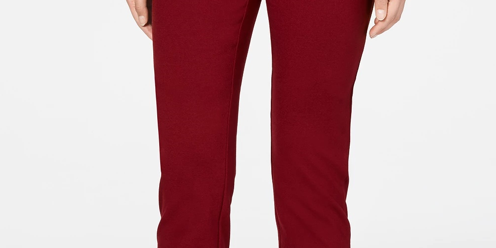 Calças femininas Charter Club Cambridge Pull On Ponte, tamanho médio, vermelho, tamanho 6