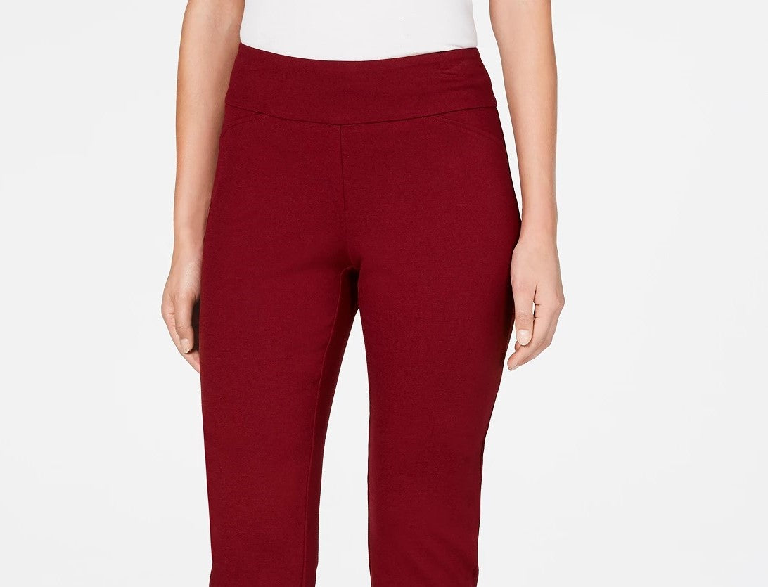 Calças femininas Charter Club Cambridge Pull On Ponte, tamanho médio, vermelho, tamanho 8