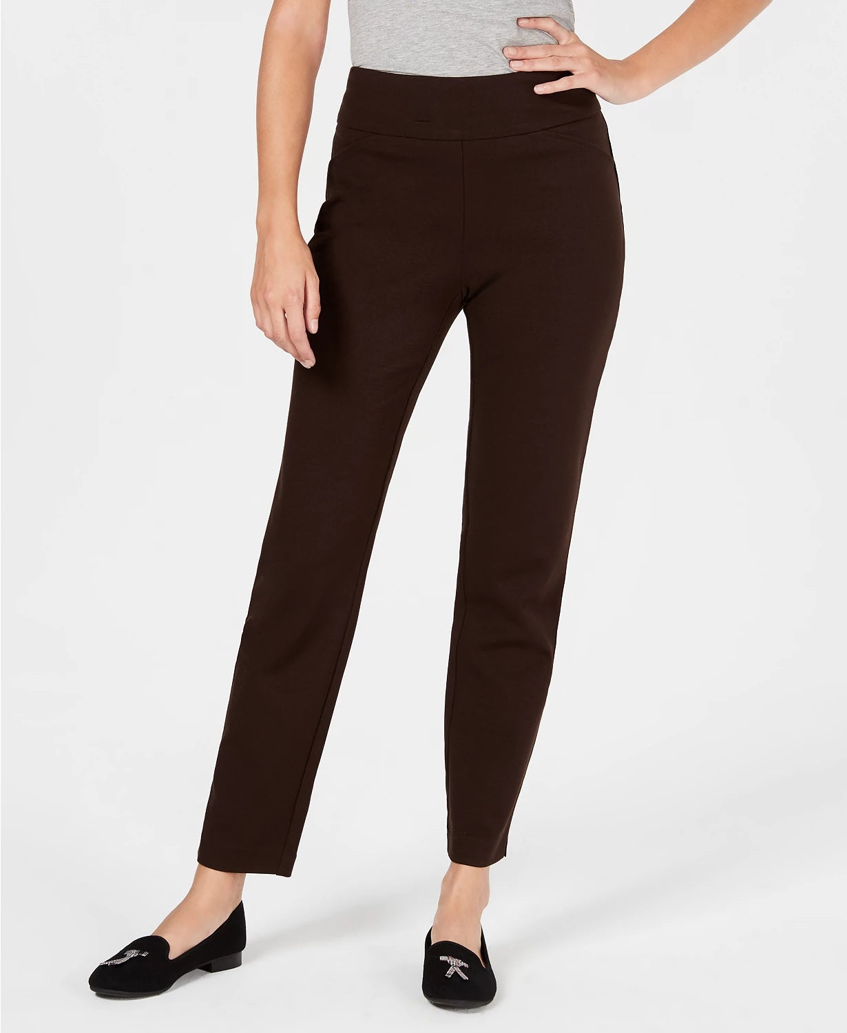 Calça feminina Charter Club Pull On Ponte Knit Azul Tamanho 6 Petite