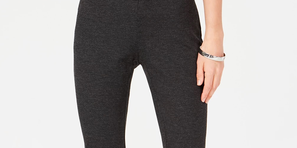 Calça skinny elástica exposta com cós largo Alfani feminina, preta, tamanho 8P