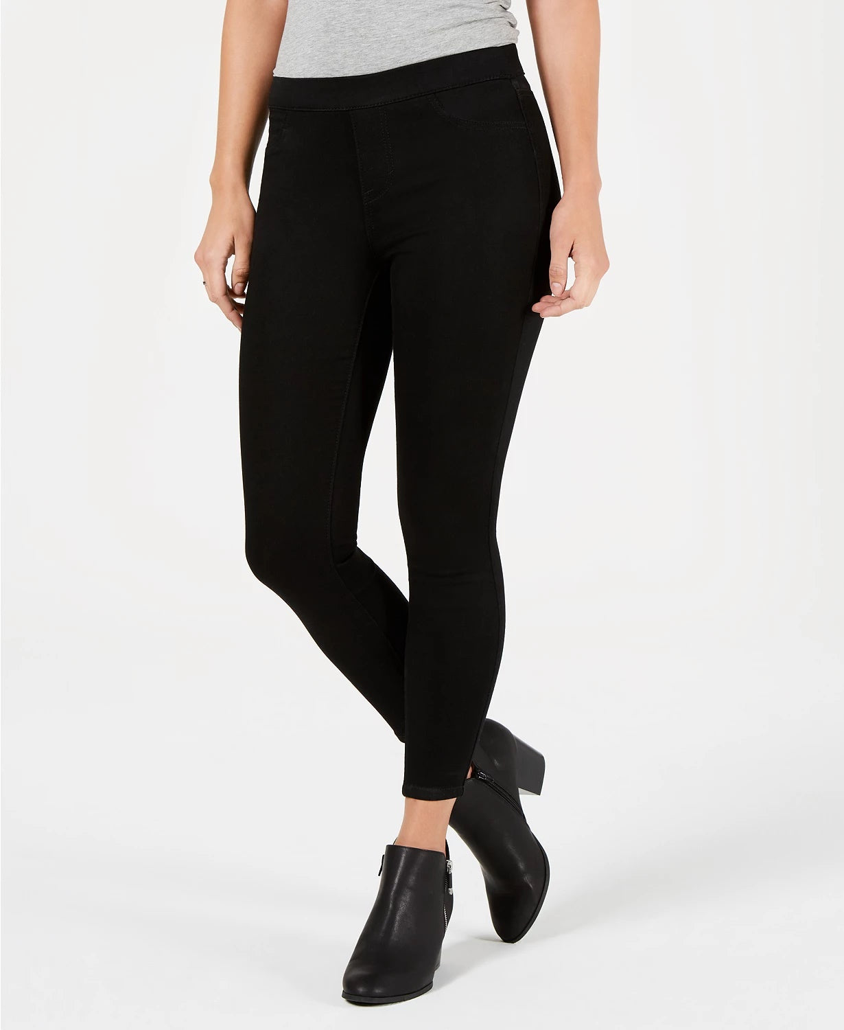 Calças jegging femininas Petite Pull-On da Style &amp; Co, pretas, tamanho Petite Médio