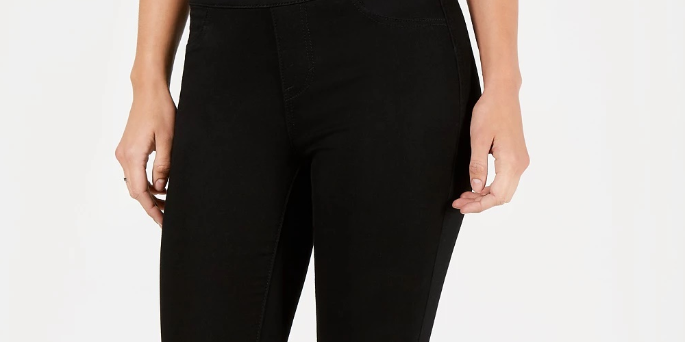 Calças jegging femininas Petite Pull-On da Style &amp; Co, pretas, tamanho Petite Médio