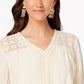 Top feminino estilo &amp; co com bainha e lenço de renda, branco, tamanho pequeno