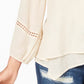 Top feminino estilo &amp; co com bainha e lenço de renda, branco, tamanho pequeno