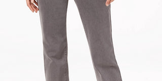 Jeans feminino estilo &amp; co com controle de barriga e perna reta, cinza-claro, tamanho 10