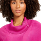 JM Collection Suéter Feminino com Gola Redonda e Manga Longa Roxo Escuro Tamanho Grande