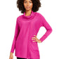JM Collection Suéter Feminino com Gola Redonda e Manga Longa Roxo Escuro Tamanho P