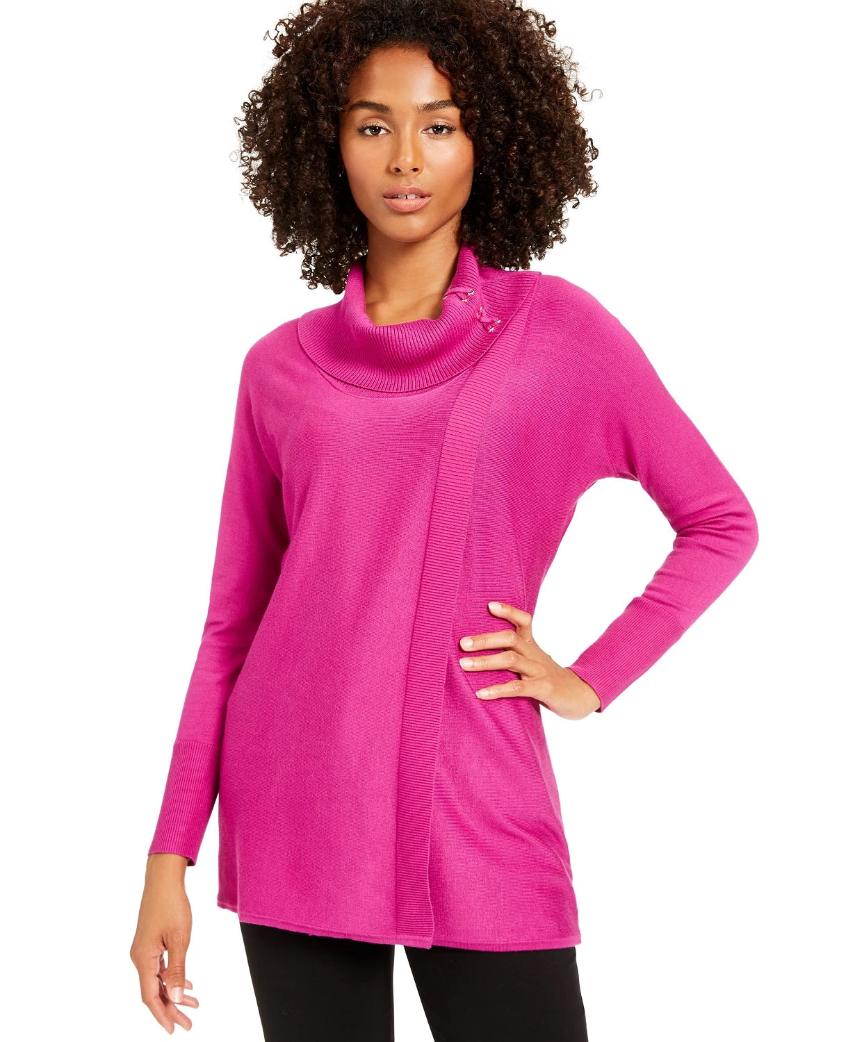 JM Collection Suéter Feminino com Gola Redonda e Manga Longa Roxo Escuro Tamanho XXG