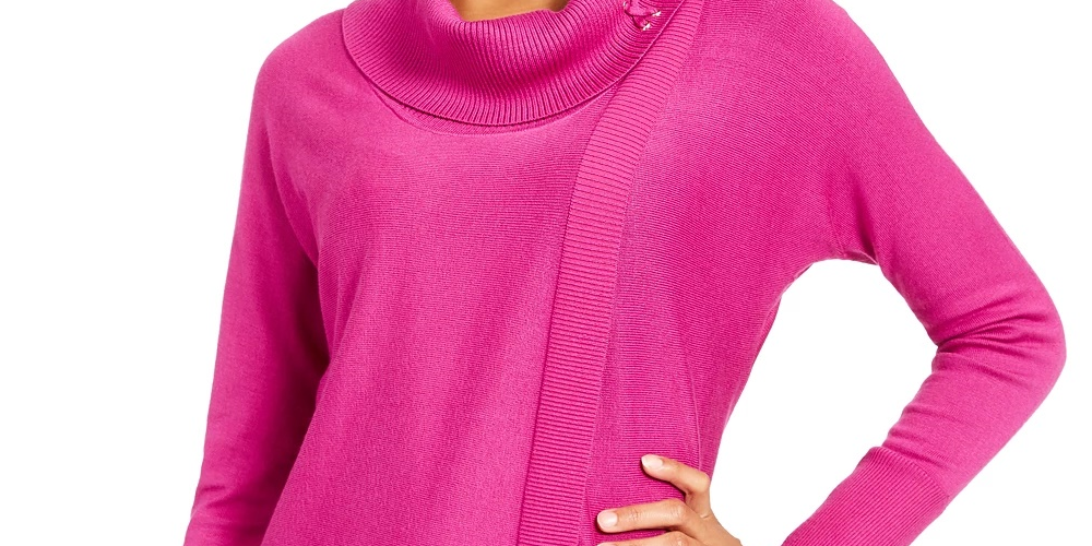 JM Collection Suéter Feminino com Gola Redonda e Manga Longa Roxo Escuro Tamanho XXG