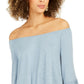 Blusa feminina estilo &amp; co, ombro de fora, manga sino, azul, tamanho médio