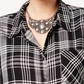 Camisa xadrez plus size feminina Style &amp; Co preta tamanho 1X