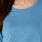 Blusa feminina de manga comprida e gola redonda, tamanho médio, azul, tamanho X-S